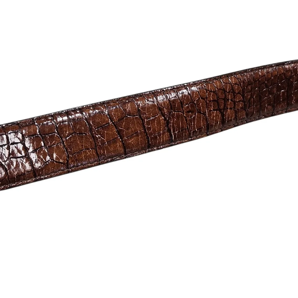 Brighton Belt Mens 38 Brown‎ Crocodile Embossed Leather Western Classic Luxury